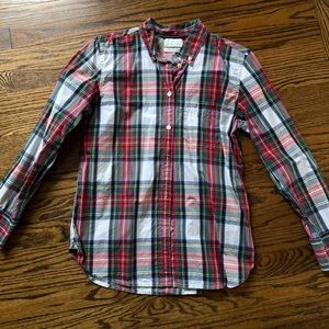 J Crew Classic-fit washed cotton poplin shirt in Snowy Stewart tartan